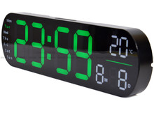 Duży Zegar cyfrowy z termometrem JVD DH5502.3 35x10 cm - Zielony - z pilotem