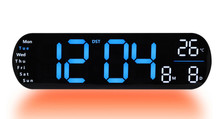 Duży Zegar cyfrowy z termometrem JVD DH5502.1 35x10 cm - Niebieski - z pilotem