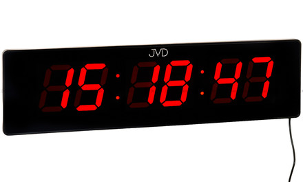 Zegar cyfrowy z dużym wyświetlaczem LED JVD DH4813.1 - 49,5x13,5 cm - Czerwony