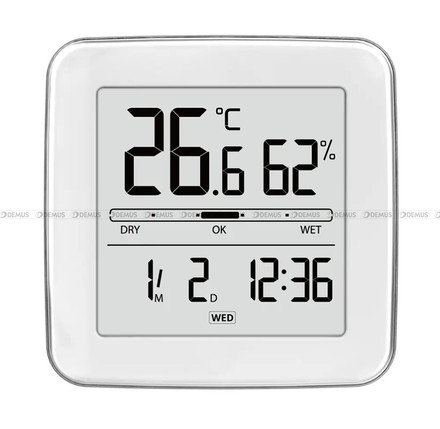Termometr elektroniczny z higrometrem i zegarem JVD T776 - 9x9 cm