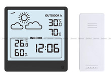Budzik cyfrowy, sterowany falą radiową, ze stacją pogody JVD SB3347.2 - 9x9,5 cm