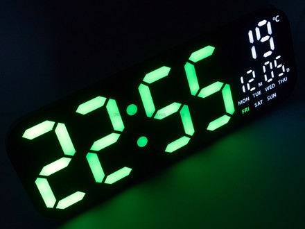 Duży Zegar cyfrowy z termometrem JVD DH9016.2 46x16 cm - Zielony - z pilotem