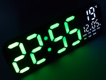 Duży Zegar cyfrowy z termometrem JVD DH9016.2 46x16 cm - Zielony - z pilotem