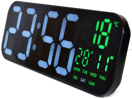 Duży Zegar cyfrowy z termometrem JVD DH9016.4 46x16 cm - Zielony - z pilotem