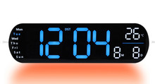 Duży Zegar cyfrowy z termometrem JVD DH5502.1 35x10 cm - Niebieski - z pilotem