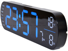 Duży Zegar cyfrowy z termometrem JVD DH5502.1 35x10 cm - Niebieski - z pilotem