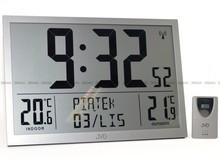 Zegar cyfrowy sterowany radiowo z termometrem JVD RB9412.2 - polskie nazwy dni tygodnia - 42x30 cm