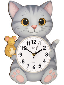 Duży Dziecięcy zegar ścienny kot JVD HJ114 - 27x40 cm