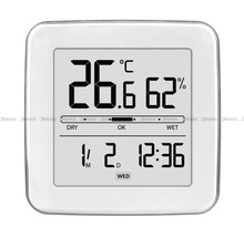 Termometr elektroniczny z higrometrem i zegarem JVD T776 - 9x9 cm