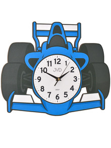 Duży Dziecięcy zegar ścienny wyścigówka JVD HJ116.1 - 40x34 cm