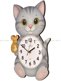 Duży Dziecięcy zegar ścienny kot JVD HJ114 - 27x40 cm