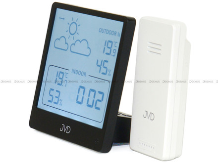 Budzik cyfrowy, sterowany falą radiową, ze stacją pogody JVD SB3347.2 - 9x9,5 cm