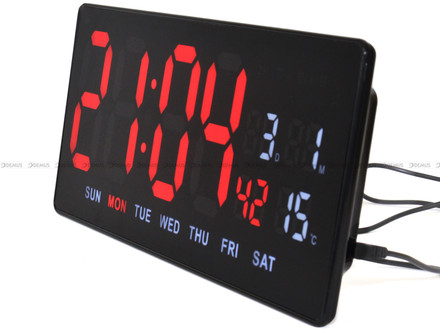 Duży Zegar cyfrowy z termometrem JVD DH3604.1 36x16 cm - Czerwony