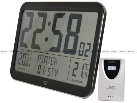 Zegar cyfrowy sterowany radiowo JVD RB9385 - z zewnętrznym czujnikiem temperatury