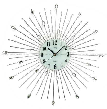 Duży Zegar ścienny metalowy z kryształkami JVD HJ117 - 49 cm
