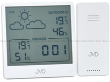 Budzik cyfrowy, sterowany falą radiową, ze stacją pogody JVD SB3347.1 - 9x9,5 cm