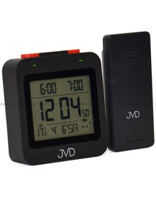 Budzik cyfrowy, sterowany falą radiową, z termometrem JVD RB3552.2 - 8x8,5 cm