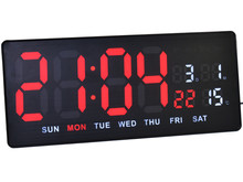 Duży Zegar cyfrowy z termometrem JVD DH3604.1 36x16 cm - Czerwony