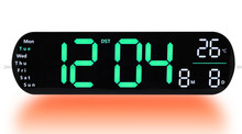 Duży Zegar cyfrowy z termometrem JVD DH5502.3 35x10 cm - Zielony - z pilotem