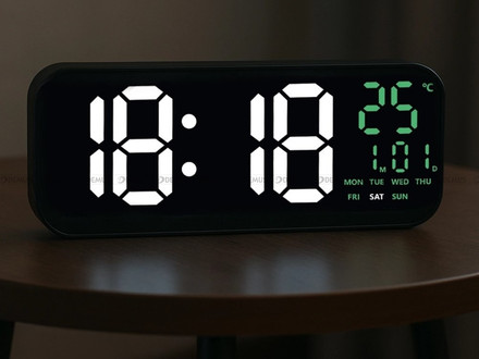 Duży Zegar cyfrowy z termometrem JVD DH9016.4 46x16 cm - Zielony - z pilotem