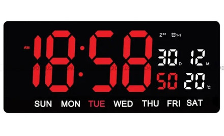 Duży Zegar cyfrowy z termometrem JVD DH3604.1 36x16 cm - Czerwony