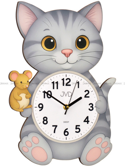 Duży Dziecięcy zegar ścienny kot JVD HJ114 - 27x40 cm