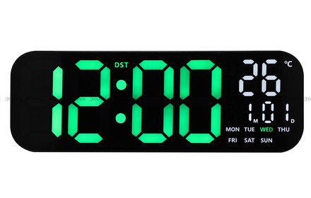 Duży Zegar cyfrowy z termometrem JVD DH9016.2 46x16 cm - Zielony - z pilotem