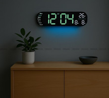 Duży Zegar cyfrowy z termometrem JVD DH5502.3 35x10 cm - Zielony - z pilotem