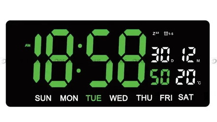 Duży Zegar cyfrowy z termometrem JVD DH3604.2 36x16 cm - Czerwony