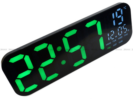 Duży Zegar cyfrowy z termometrem JVD DH9016.2 46x16 cm - Zielony - z pilotem