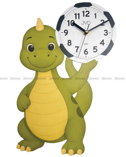 Duży Dziecięcy zegar ścienny dinozaur JVD HJ111 - 25,5x40 cm