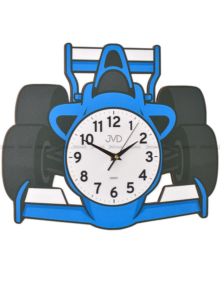 Duży Dziecięcy zegar ścienny wyścigówka JVD HJ116.1 - 40x34 cm