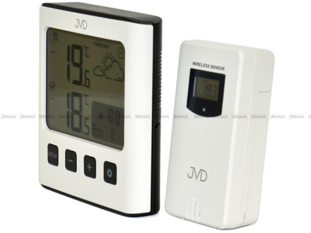 Budzik cyfrowy, sterowany falą radiową, z termometrem JVD RB777 - 11x10,5 cm