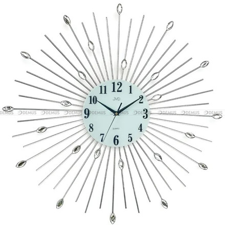 Duży Zegar ścienny metalowy z kryształkami JVD HJ118 - 59 cm