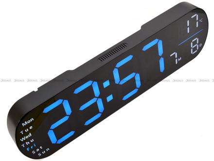 Duży Zegar cyfrowy z termometrem JVD DH5502.1 35x10 cm - Niebieski - z pilotem