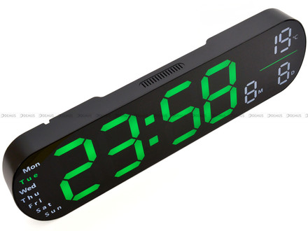 Duży Zegar cyfrowy z termometrem JVD DH5502.3 35x10 cm - Zielony - z pilotem