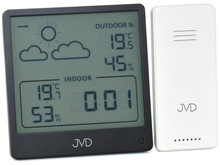 Budzik cyfrowy, sterowany falą radiową, ze stacją pogody JVD SB3347.2 - 9x9,5 cm