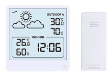 Budzik cyfrowy, sterowany falą radiową, ze stacją pogody JVD SB3347.1 - 9x9,5 cm