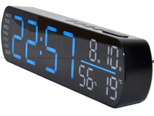 Budzik sieciowy cyfrowy z termometrem i higrometrem JVD SB5512.1 - 26,5x7 cm