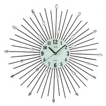 Duży Zegar ścienny metalowy z kryształkami JVD HJ117.1 - 49 cm