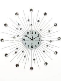 Zegar ścienny metalowy z elementami dekoracyjnymi w postaci kryształowych kuleczek HJ20